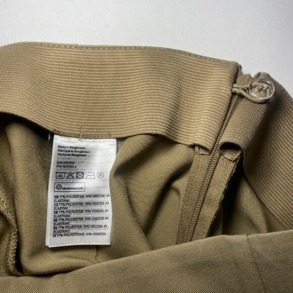 H&M Womens 4 Khaki High Rise Flare Pants Pull On Zipper Stretch Office Work NWT - Picture 4 of 10